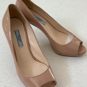 Womens Prada Peep Toe Nude Calzature Donna Size 35